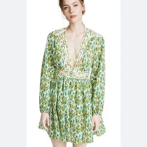 Zimmermann Golden Plisse Mini Dress Lemonade